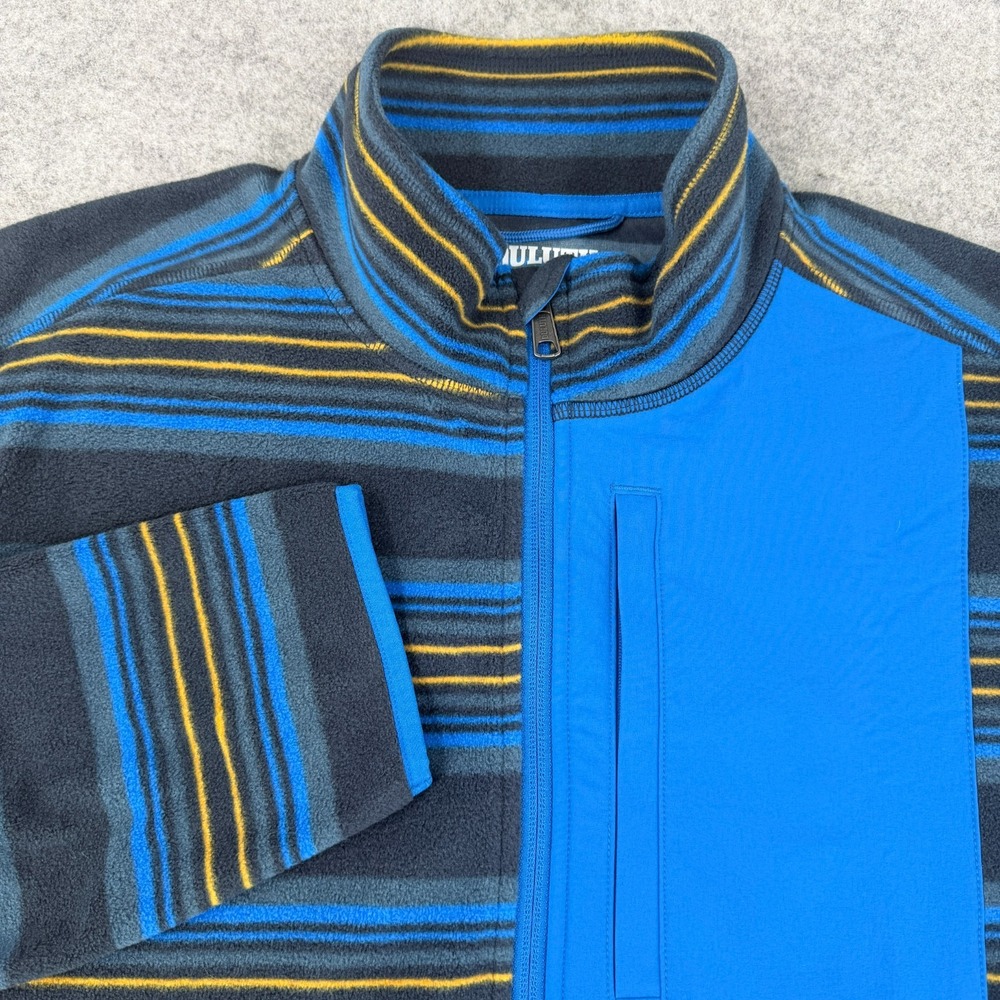 Duluth Trading Co Men's Fleece Large Blue Aztec Checkpoint 1/4 Zip Mock Pullover